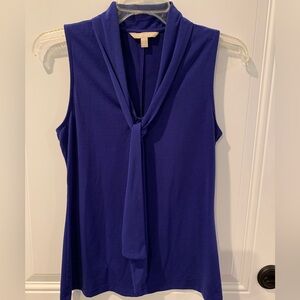 Banana Republic Sleeveless Cobalt Tie Neck Blouse